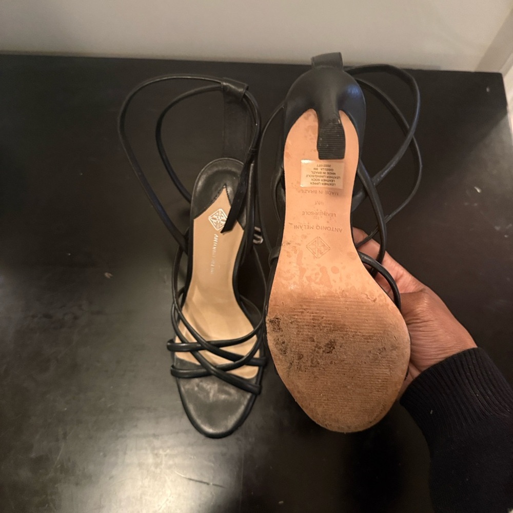ANTONIO MELANI Black Strappy Lace-Up High Heel Sandals - Picture 2 of 3